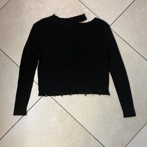 Black Distressed Knit Sweater